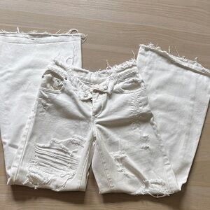 SER.O.YA Frayed White Wide Leg Jeans